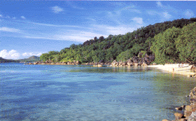Seychelles La Reserve, Praslin,  has it's own charming little bay absolutely stunning location.